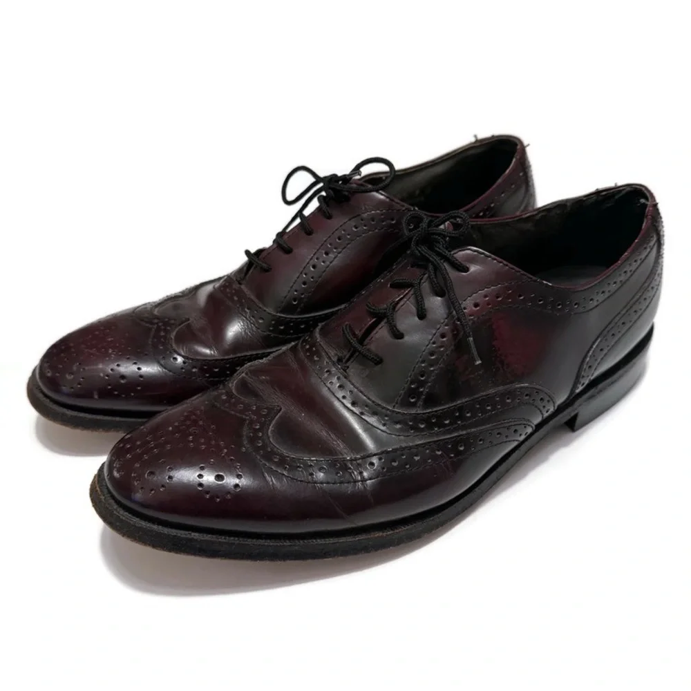 Jarman Leather Burgundy Brogue Wingtip Oxfords, Vintage Dress Shoes Men 8